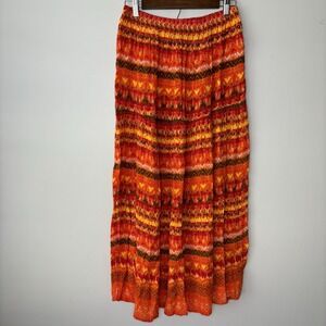 New Directions Peasant Skirt Medium Orange Boho Tribal‎ Festival Indie Colorful